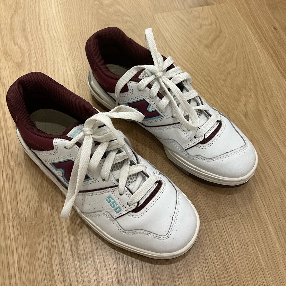 New Balance 550 White Burgundy, Size M 4, purchased directly through New Balance